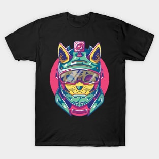 Astronaut Helmet Action Camera Cat Lover T-Shirt